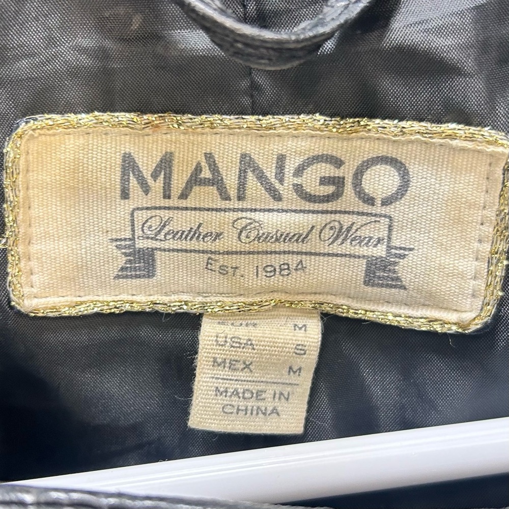 Mango Miranda Black Leather Moto Bomber Jacket Cropped Zip Up Women’s Size S - Picture 12 of 16